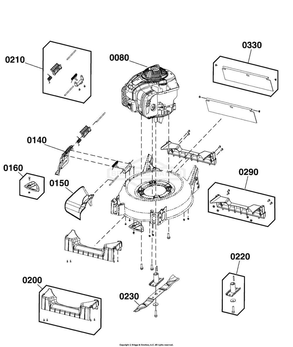 Deck And Engine Group Diagram and Parts List for 2691759-02 2IN1 Briggs and Stratton Lawn Mower